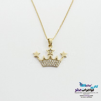 Gold Necklace - Crown Design-MM1299